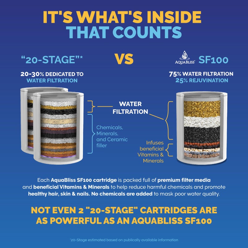 AquaBliss فلتر الاستحمام AquaBliss عالي الأداء المنعش - يقلل من جفاف الجلد والحكة وقشرة الرأس والأكزيما ويحسن بشكل كبير حالة بشرتك وشعرك وأظافرك - كروم (SF100) - Image 2