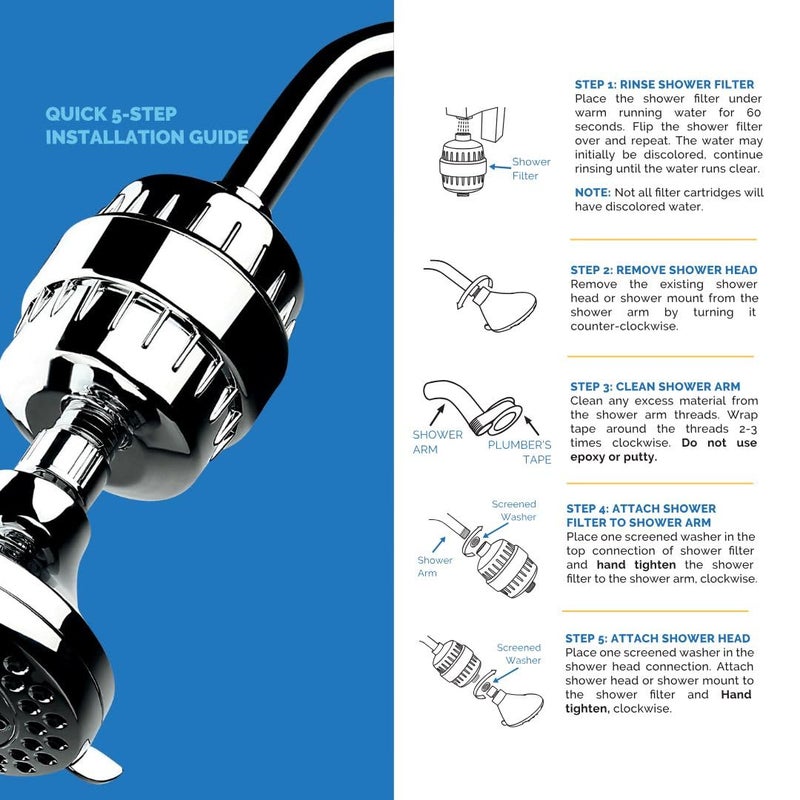 AquaBliss فلتر الاستحمام AquaBliss عالي الأداء المنعش - يقلل من جفاف الجلد والحكة وقشرة الرأس والأكزيما ويحسن بشكل كبير حالة بشرتك وشعرك وأظافرك - كروم (SF100) - Image 3