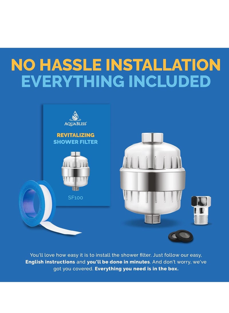 AquaBliss AquaBliss High Output Revitalizing Shower Filter - Reduces Dry Itchy Skin, Dandruff, Eczema, and Dramatically Improves The Condition of Your Skin, Hair and Nails - Chrome (SF100)  - Image 2