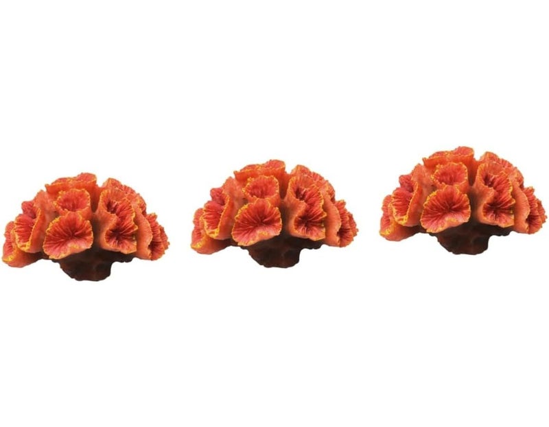 Orange Artificial Coral Ornament 3pcs 8x6x5cm for Fish Tank Aquarium Decor - Image 1