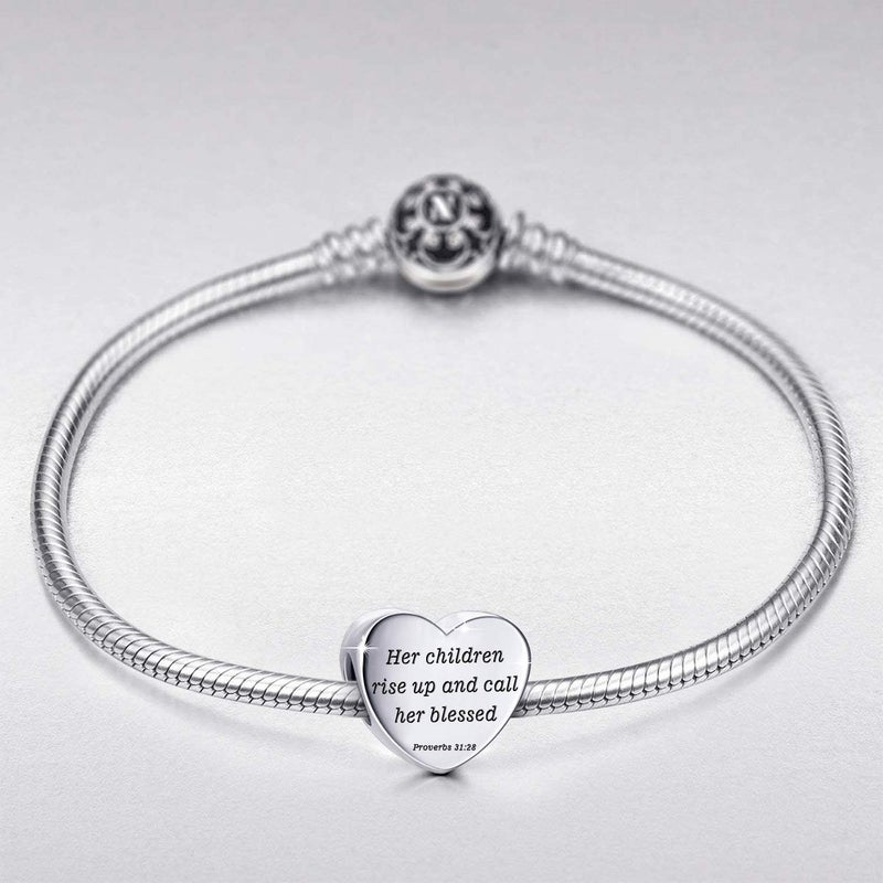 MUERDOU Heart Charm Fit Pandora Charms Bracelet Christian Bible Verse Charm Prayer Faith Religious Charms Gifts for Women - Image 4