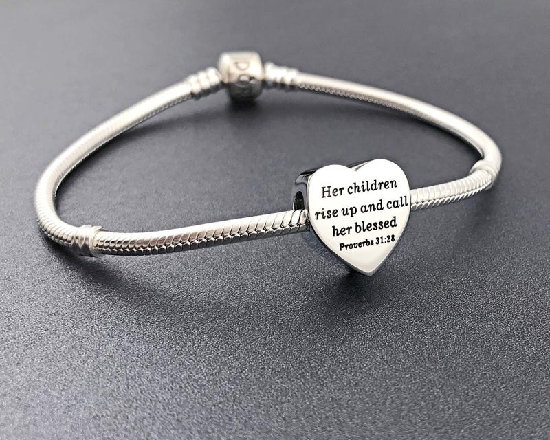 MUERDOU Heart Charm Fit Pandora Charms Bracelet Christian Bible Verse Charm Prayer Faith Religious Charms Gifts for Women - Image 5