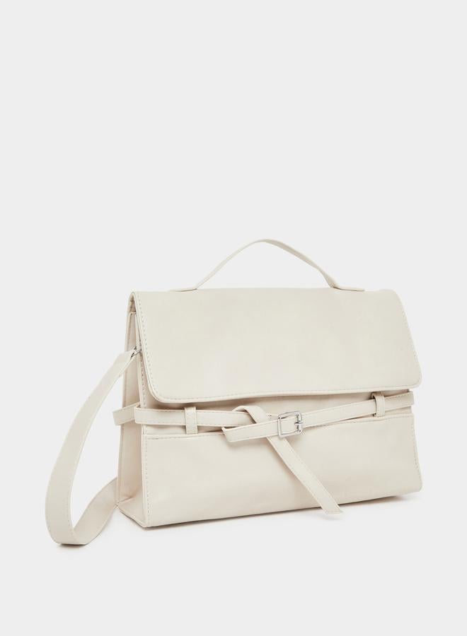 Styli Cream Flap Over Crossbody Bag - Image 1