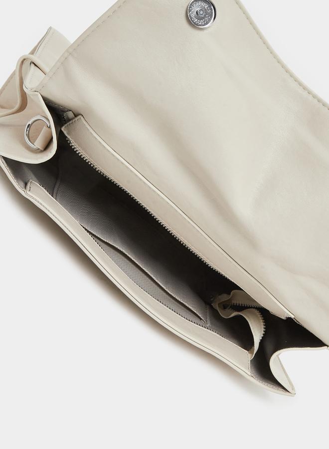 Styli Cream Flap Over Crossbody Bag - Image 4