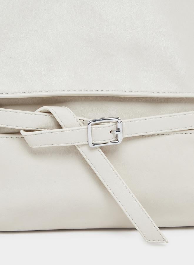 Styli Cream Flap Over Crossbody Bag - Image 2