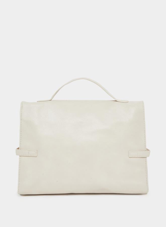 Styli Cream Flap Over Crossbody Bag - Image 3