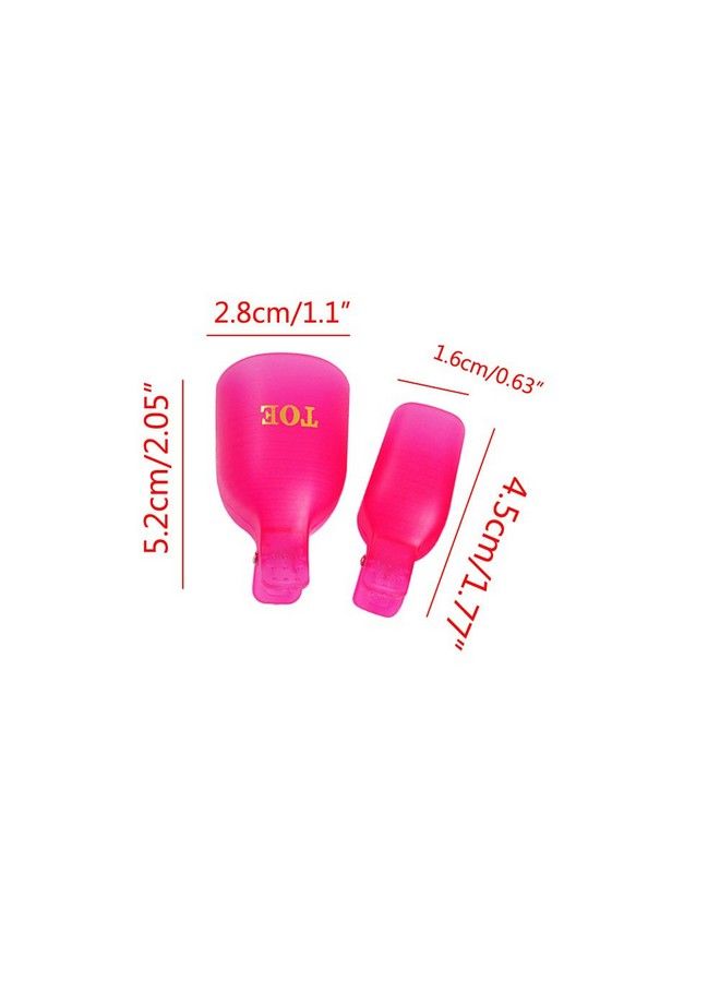 Yueton Pack Of 10 Reusable Toenail Nail Art Soak Off Cap Clip Uv Gel Polish Remover Tool (Hot Pink) - Image 3