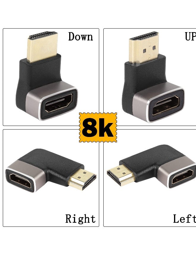 حزمة مكونة من قطعتين محول HDMI 2.1 بزاوية 90 درجة من ذكر إلى أنثى، زاوية 270 درجة HDMI بدقة 8K، يدعم 8K@60Hz/4K@120Hz HDR، مناسب للتلفاز، المفتاح، اللابتوب، PS4، PS5، Xbox، والم projector. - Image 2