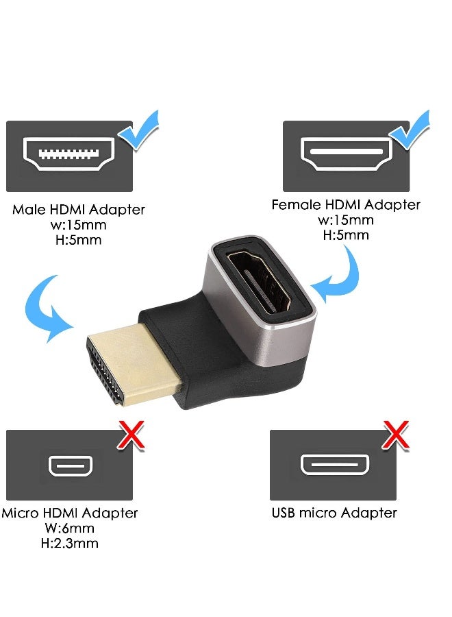 حزمة مكونة من قطعتين محول HDMI 2.1 بزاوية 90 درجة من ذكر إلى أنثى، زاوية 270 درجة HDMI بدقة 8K، يدعم 8K@60Hz/4K@120Hz HDR، مناسب للتلفاز، المفتاح، اللابتوب، PS4، PS5، Xbox، والم projector. - Image 5