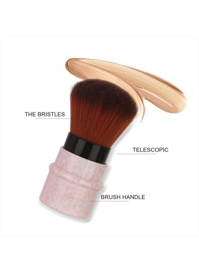 Sonew Makeup Brush for Blush, Powder, Foundation, Concealer Retractable Kabuki Cap with Recycled and Sustainable Materials Cruelty Free Synthetic Taklon Bristles Travel Cosmetic Brushes(Pink) - Image 4