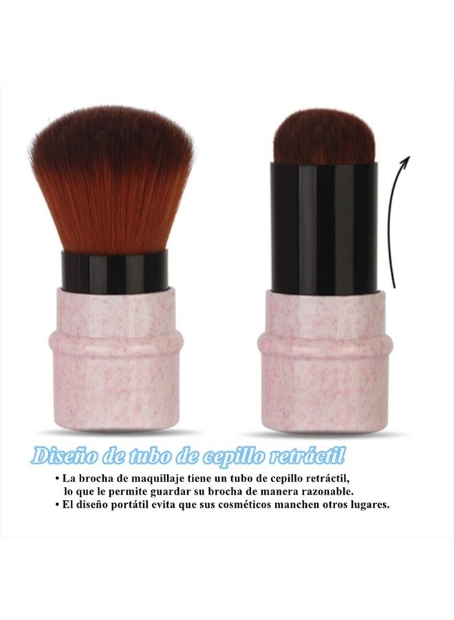 Sonew Makeup Brush for Blush, Powder, Foundation, Concealer Retractable Kabuki Cap with Recycled and Sustainable Materials Cruelty Free Synthetic Taklon Bristles Travel Cosmetic Brushes(Pink) - Image 3