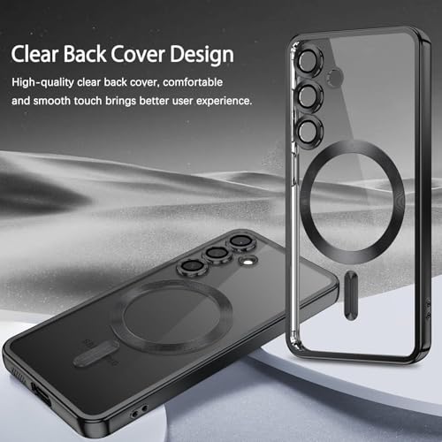 VONZEE Compatible with Samsung Galaxy A35 5G Case Luxury Retro Flowers Floral Clear for Magnetic Wireless Charging Case Shockproof PC+TPU Cute Glossy Shiny Cover for Girls Women, Official Blue - Image 5