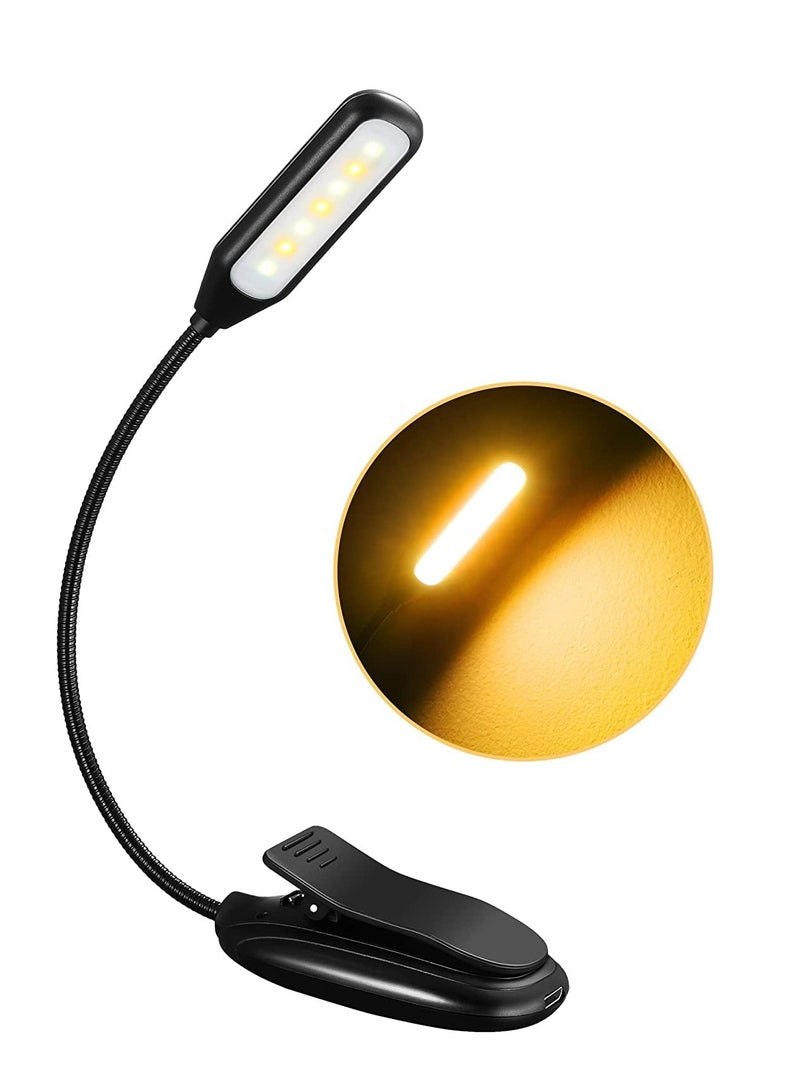 ضوء قراءة محمول مع 3 مستويات سطوع و 3 درجات حرارة، مصباح مكتب قابل لإعادة الشحن عبر USB صديق للعين مع 7 LEDs، تصميم مرن للتثبيت على جانب السرير - Image 1