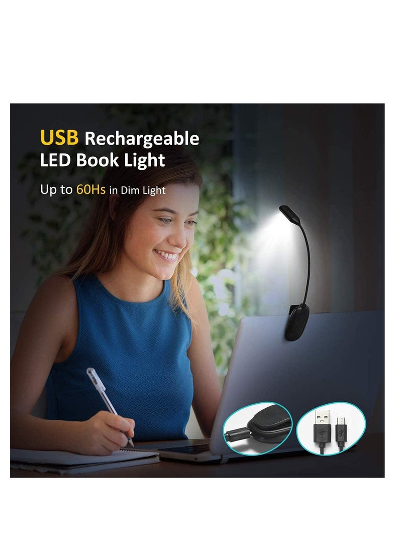 ضوء قراءة محمول مع 3 مستويات سطوع و 3 درجات حرارة، مصباح مكتب قابل لإعادة الشحن عبر USB صديق للعين مع 7 LEDs، تصميم مرن للتثبيت على جانب السرير - Image 2