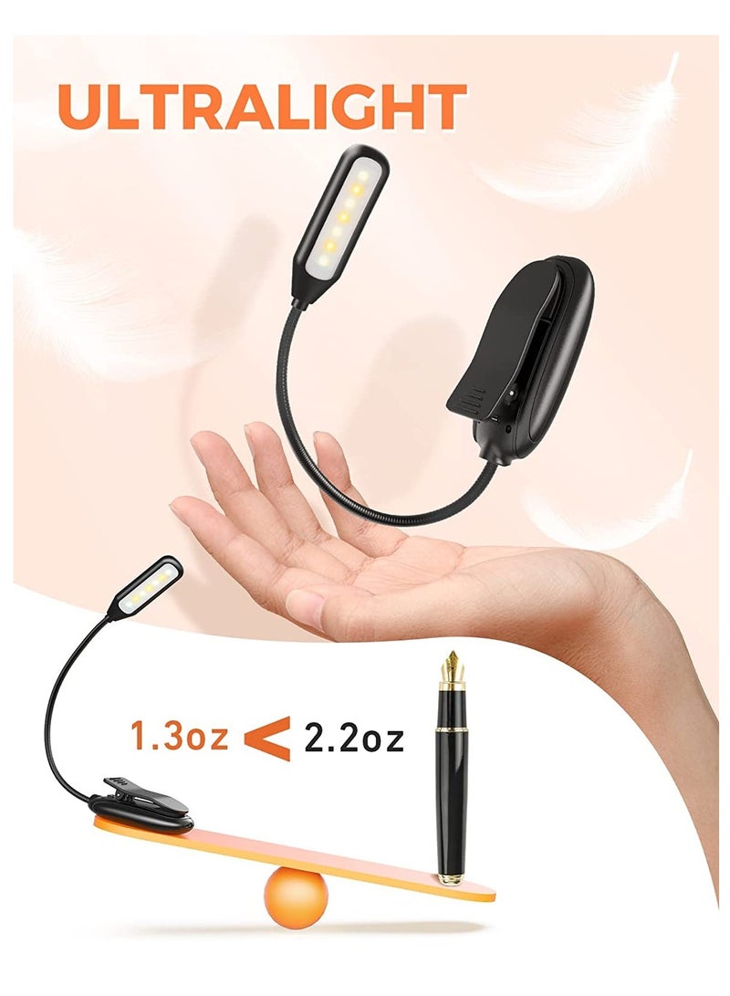 ضوء قراءة محمول مع 3 مستويات سطوع و 3 درجات حرارة، مصباح مكتب قابل لإعادة الشحن عبر USB صديق للعين مع 7 LEDs، تصميم مرن للتثبيت على جانب السرير - Image 4