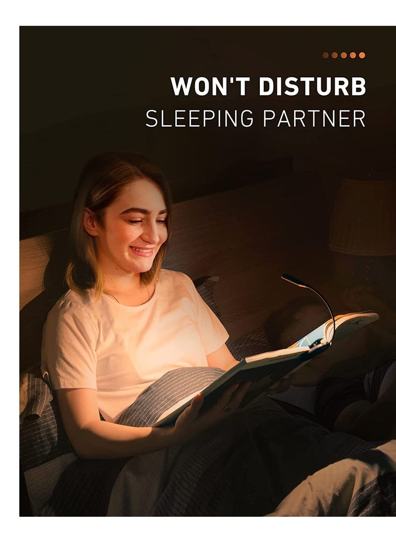 ضوء قراءة محمول مع 3 مستويات سطوع و 3 درجات حرارة، مصباح مكتب قابل لإعادة الشحن عبر USB صديق للعين مع 7 LEDs، تصميم مرن للتثبيت على جانب السرير - Image 5