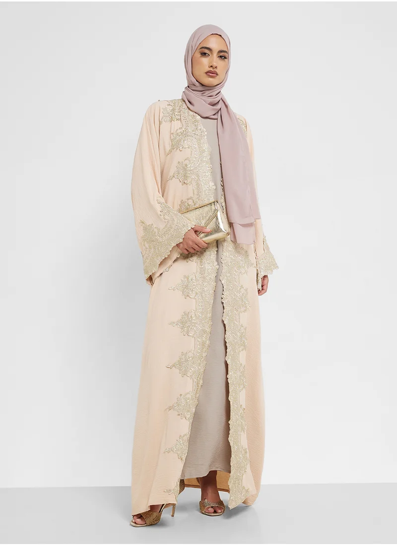 hayas closet Lace Detailed Flared Sleeve Abaya