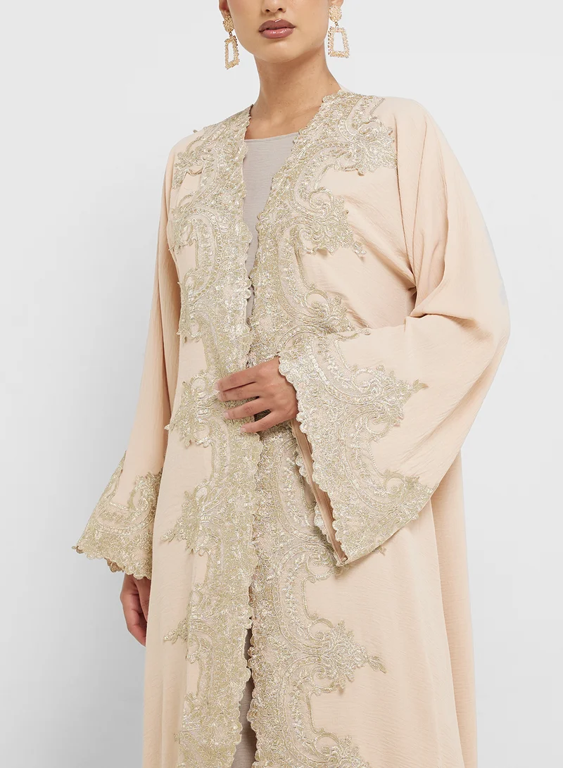 hayas closet Embroidered Abaya with Sheila