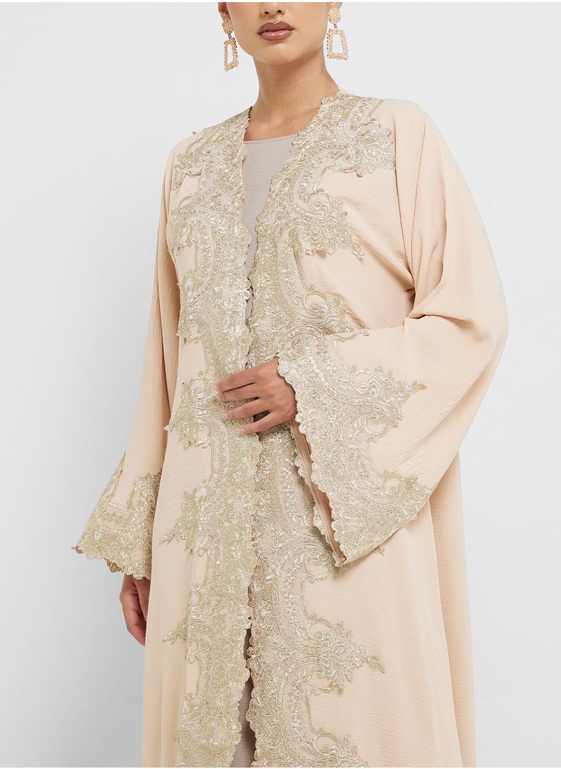 hayas closet Embroidered Abaya with Sheila  - Image 3