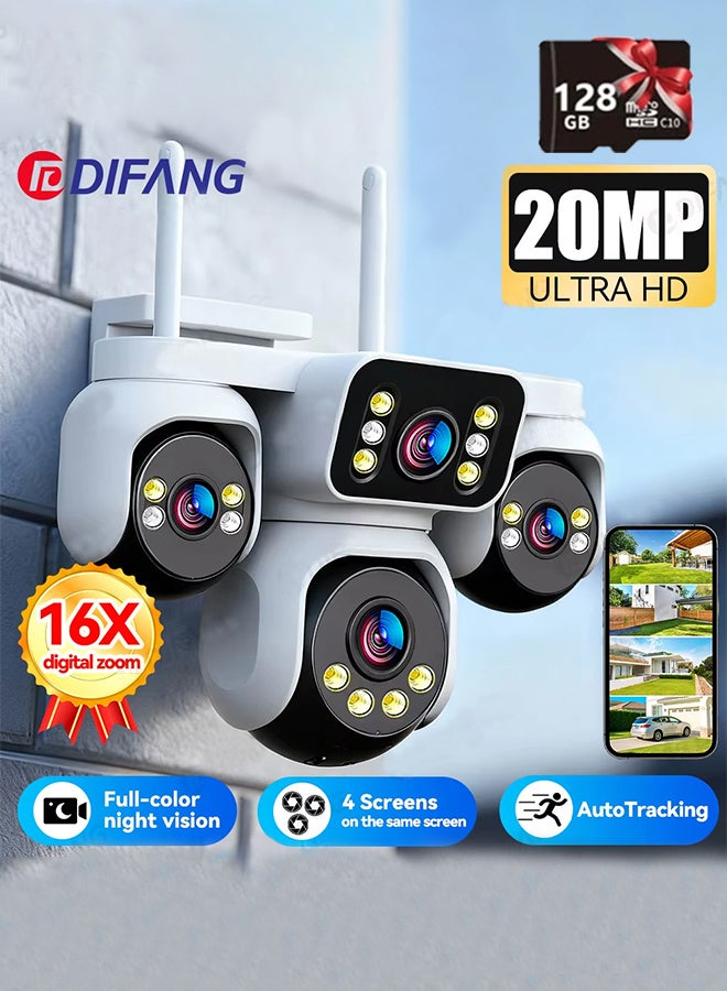 DIFANG 20MP IP Camera Four Lens Four Screen, 16X Zoom WiFi Outdoor Waterproof Auto Tracking PTZ Security CCTV Video Surveillance with 128G TF Card - Image 1