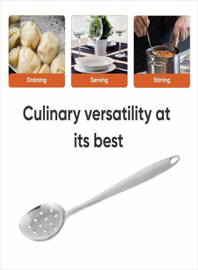 أوف إكس دي دي ملعقة تقديم مثقبة من الفولاذ المقاوم للصدأ - ملعقة معدنية مثقبة بمقبض طويل - ملعقة طهي معدنية كبيرة مثقبة - Image 3