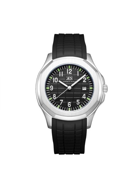 Kenneth Scott Men's Watch, Analog Display and Silicone Strap - K24014-SSBB, Black