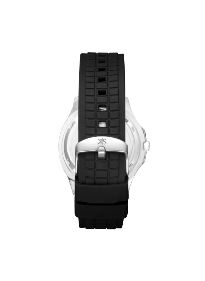 KENNETH SCOTT ساعة كينيث سكوت للرجال، عرض تناظري وحزام سيليكون - K24014-SSBB، أسود  - Image 3