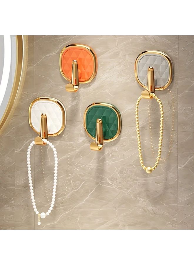 4pcs Orange Sticky Hooks Easy Install No Drill Wall Hangers for Clothes Towels Robes Modern Bathroom Accessories - Image 3