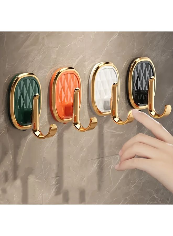 4pcs Orange Sticky Hooks Easy Install No Drill Wall Hangers for Clothes Towels Robes Modern Bathroom Accessories - Image 5