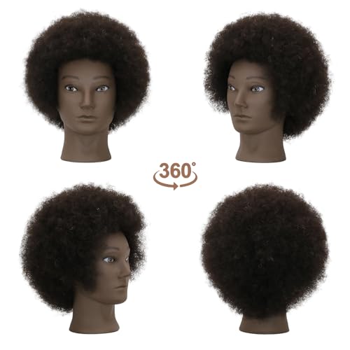 WDQXCQA Afro Male Mannequin Head 8-inch mannequin head with 100% human hair that can be bleached or dyed to suit hair styling practice cutting practice styling practice and braiding practice - Image 5