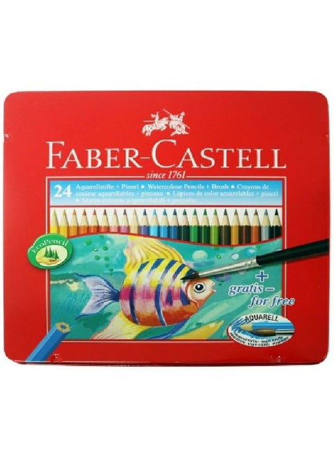 24-Piece Watercolor Pencils in Metal Box Multicolor