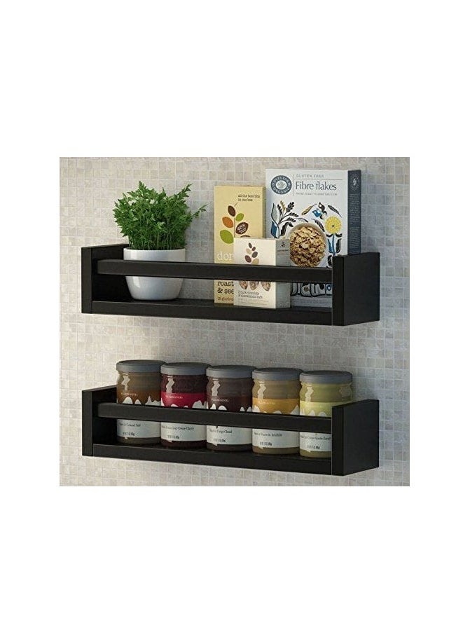 Generic - 2-piece black wooden shelves, one size - Image 1