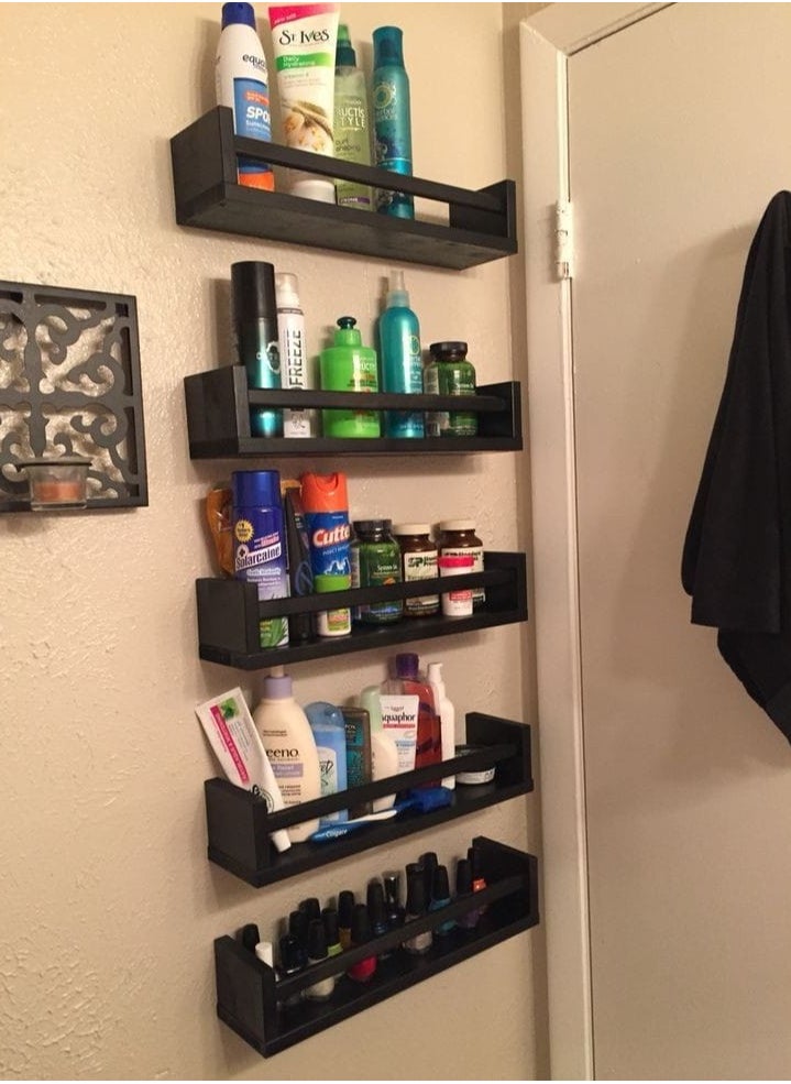 Generic - 2-piece black wooden shelves, one size - Image 1
