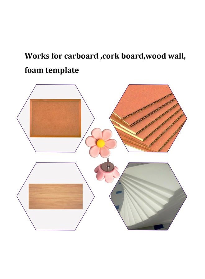 Supfoxer Flower Push Pins for Bulletin Board, Office Supplies Decorative Cute Thumb Tacks for Cork Board Hanging Posters Photos Maps （30pcs） - Image 3
