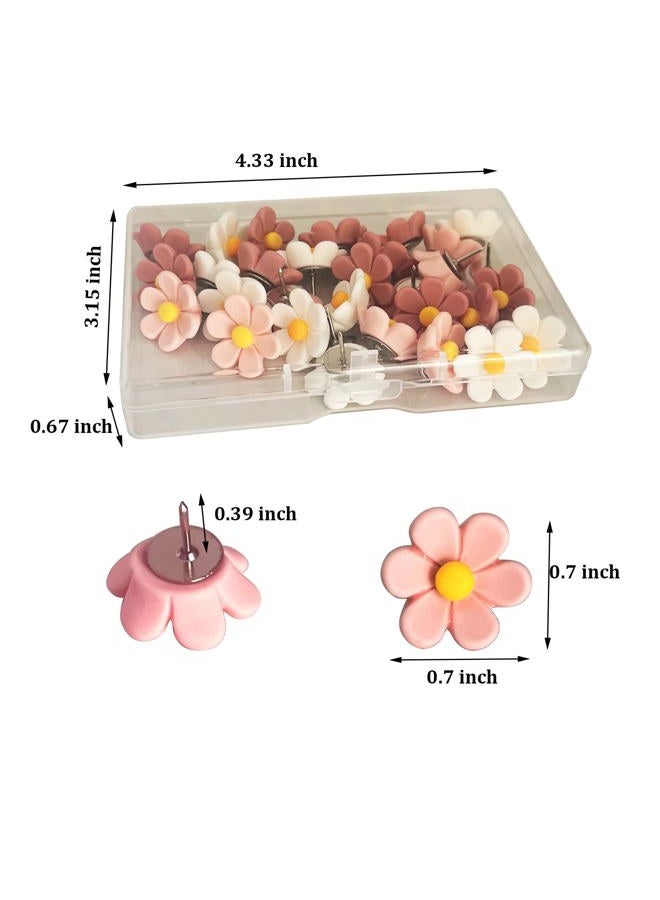 Supfoxer Flower Push Pins for Bulletin Board, Office Supplies Decorative Cute Thumb Tacks for Cork Board Hanging Posters Photos Maps （30pcs） - Image 2