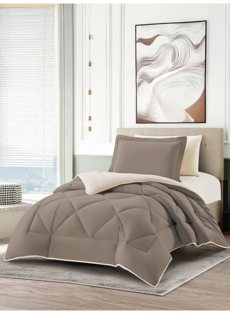 Donetella Bedding Comforter Set,Twin Size Fits140x200 cm - 4-Pcs Solid Quilted Bed Set, Microfiber Fabric - 1 Comforter, 1 Fitted Sheet, 1 Pillow Shams And 1 Pillow Case - Image 1