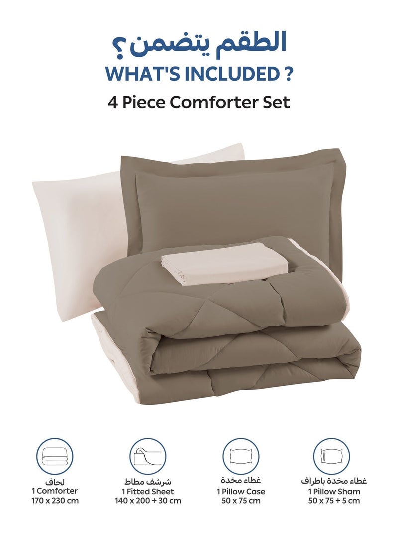 Donetella Bedding Comforter Set,Twin Size Fits140x200 cm - 4-Pcs Solid Quilted Bed Set, Microfiber Fabric - 1 Comforter, 1 Fitted Sheet, 1 Pillow Shams And 1 Pillow Case - Image 3