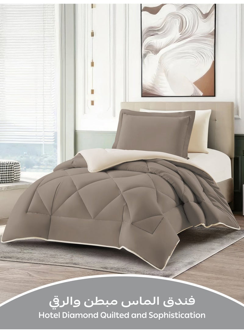Donetella Bedding Comforter Set,Twin Size Fits140x200 cm - 4-Pcs Solid Quilted Bed Set, Microfiber Fabric - 1 Comforter, 1 Fitted Sheet, 1 Pillow Shams And 1 Pillow Case - Image 4