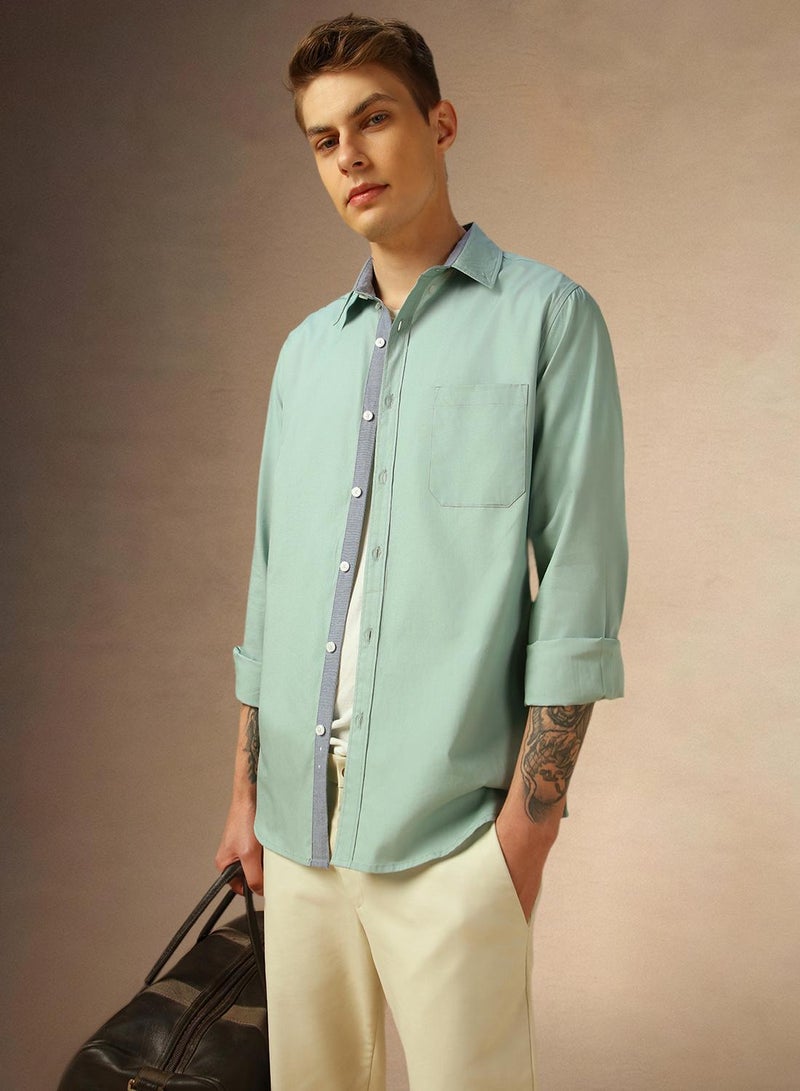 Dennis Lingo Sage Green Shirt For Men For Men  - Image 1