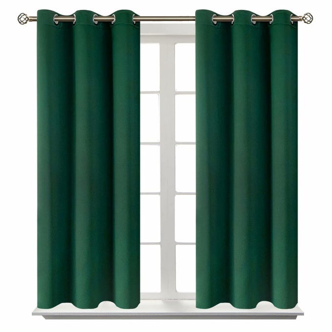 BLACKOUT CURTAINS FOR BEDROOM GROMMET THERMAL INSULATED ROOM DARKENING DRAPES FOR LIVING ROOM SET OF 2 PANELS 38 X 45 INCH EMERALD GREEN