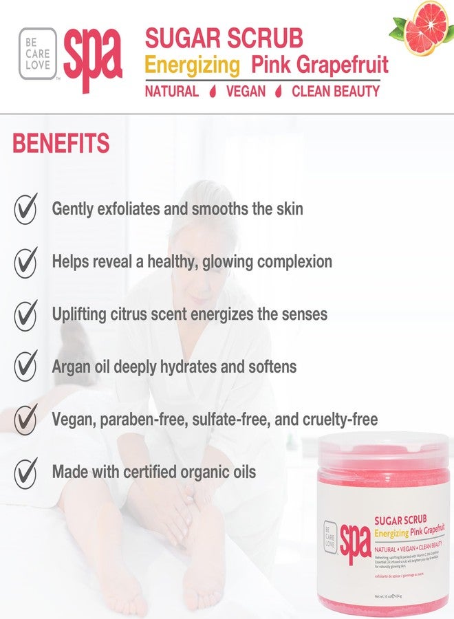 BCL Spa Energizing Pink Grapefruit Sugar Scrub – Professional Exfoliating Body Scrub for Smooth & Glowing Skin, Made in USA, 16 oz - Image 3