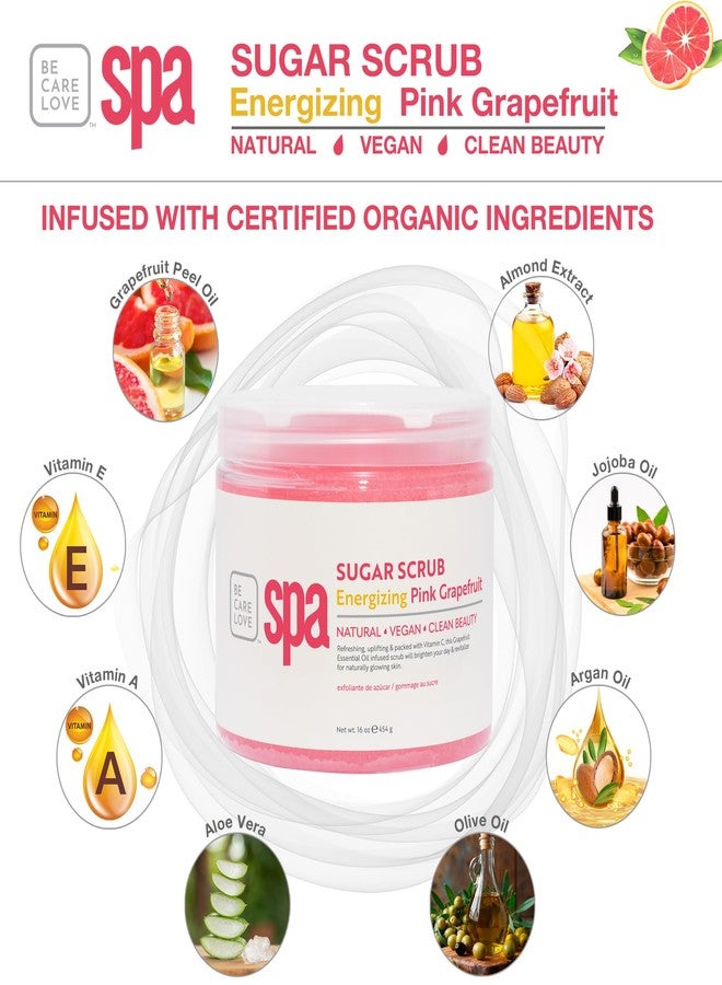 BCL Spa Energizing Pink Grapefruit Sugar Scrub – Professional Exfoliating Body Scrub for Smooth & Glowing Skin, Made in USA, 16 oz - Image 2