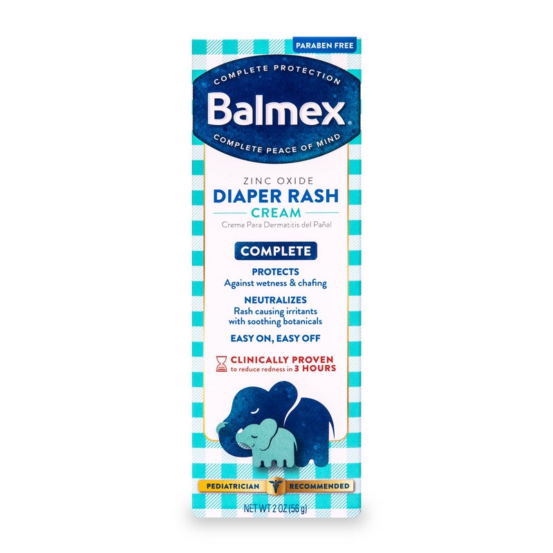 Balmex Complete Protection Baby Diaper Rash Cream with Zinc Oxide + Soothing Botanicals, 2 Ounce - Image 1