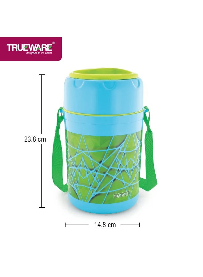 Trueware Trendy 4 Inner Steel Outer Plastic thermoware Lunch Box | 4 Container 300 ML Each | PU Insulated | Lunch Box | Tiffin | Hot Lunch Box - Image 3