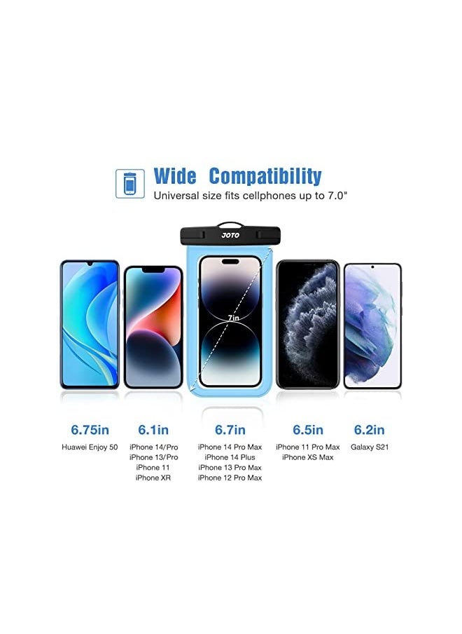 JOTO - Universal Waterproof Pouch Cellphone Dry Bag 7 inch Case for iPhone 14 13 Pro Max Plus Mini, 12 11 Pro Max Xs Max XR X 8 7 6S Plus SE, Galaxy S20 S20+ S10 Plus S10e /Note 10+ 9 -Blue - Image 1