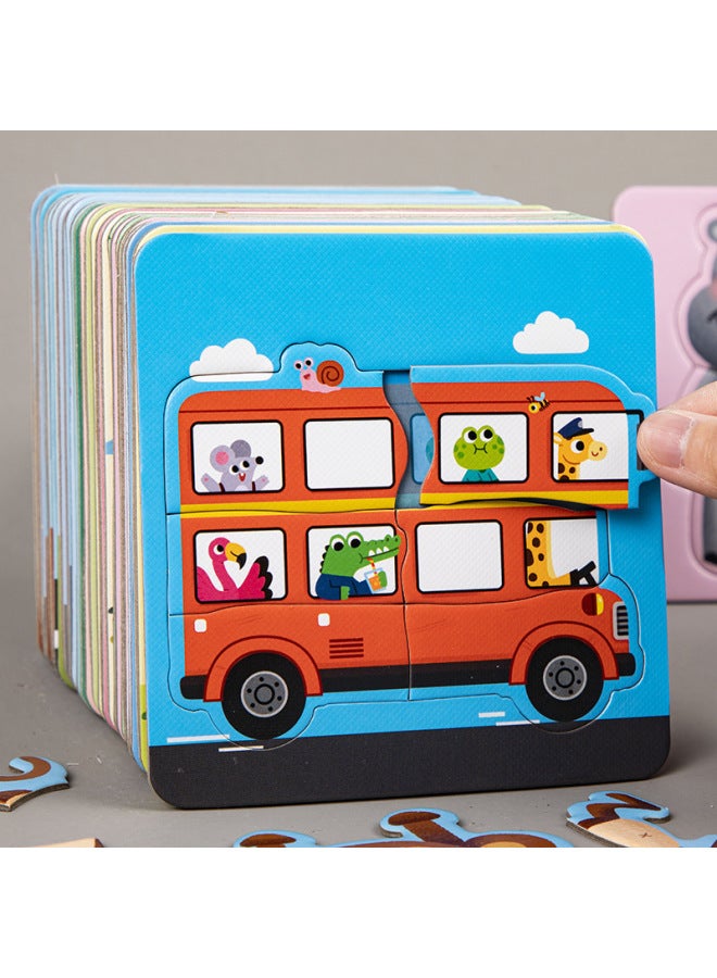 Children's Cartoon Animal Jigsaw Puzzle Baby Early Education Large Simple Entry-level Jigsaw Puzzle Small Toy For Children-Color:Baby Cognitive Block Puzzle 【fairy Tale】】 - Image 4