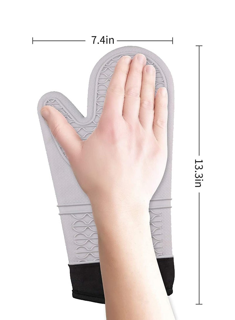 KASTWAVE Silicone Oven Mitt, Oven Mitts Heat Resistant, Premium Silicone Slip Pot Holders, Oven Gloves with Non-Slip Textured Grip for Grilling Cooking Baking BBQ, Oven Mitt with Quilted Liner 1 Pair - Image 2