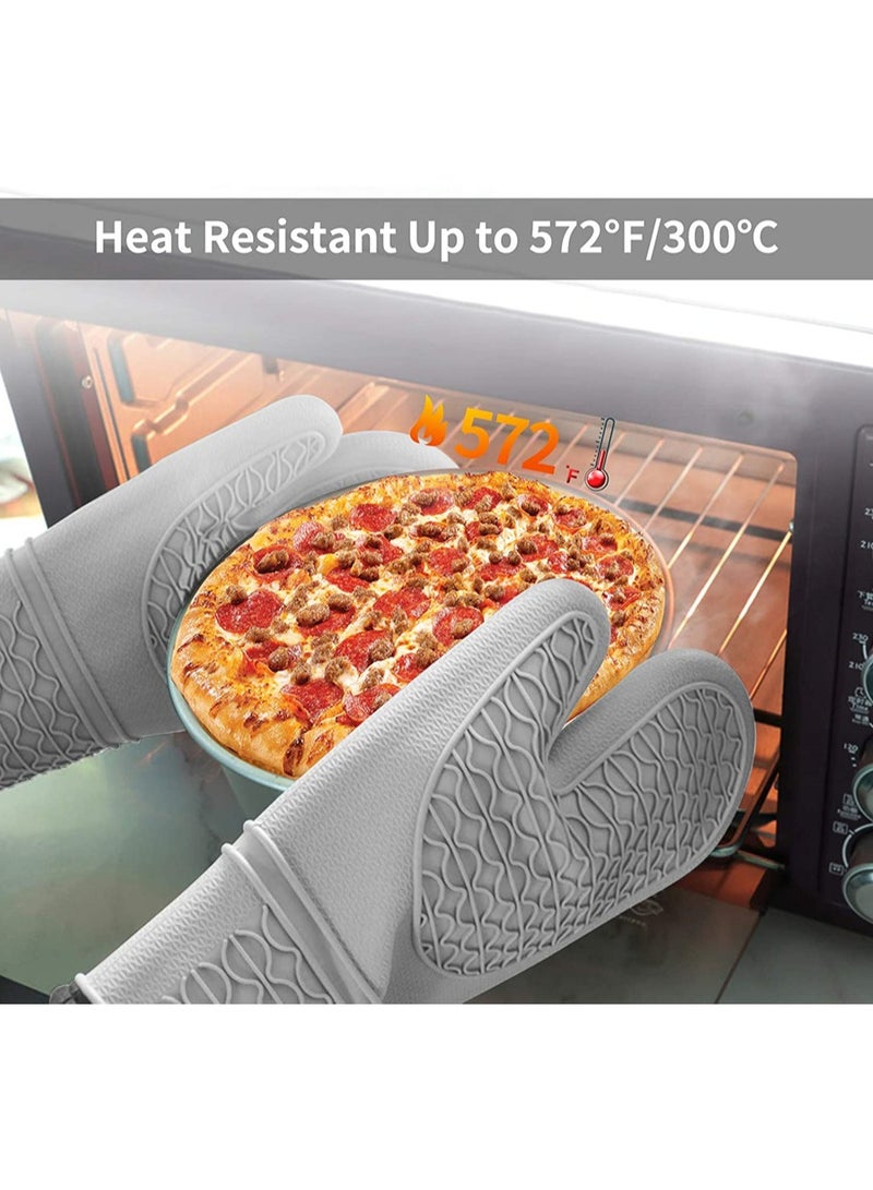 KASTWAVE Silicone Oven Mitt, Oven Mitts Heat Resistant, Premium Silicone Slip Pot Holders, Oven Gloves with Non-Slip Textured Grip for Grilling Cooking Baking BBQ, Oven Mitt with Quilted Liner 1 Pair - Image 4
