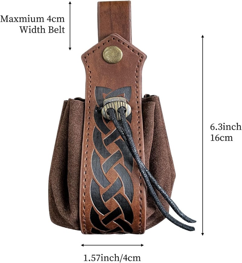 SUMGOGO Belt Pouch Waist Bag Fanny Pack Medieval Vintage Leather Pouch Cellphone Holder Holster Carry Belt Purse Pocket Casual Hiking Festival Renaissance Faire Costume Props Travel Wallet (1-Small Brown) - Image 5