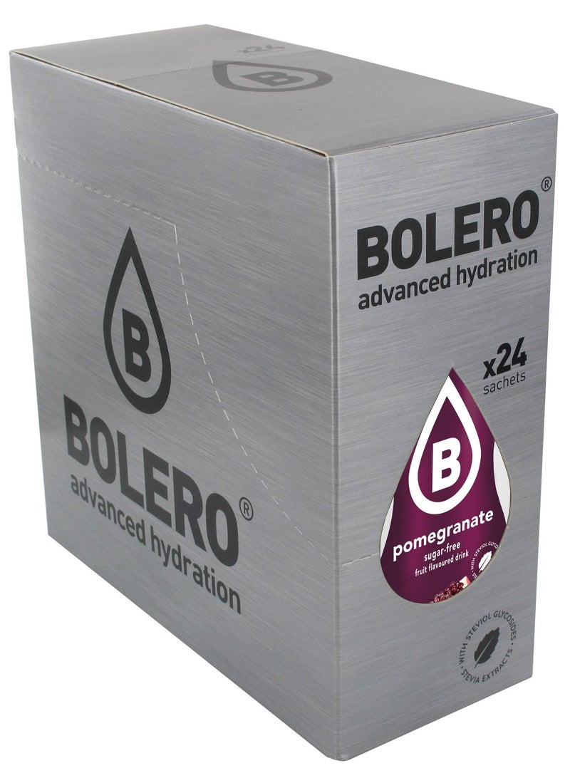 Bolero Advanced Hydration Drink Packets Classic Sachets, Sugar-Free Water Flavoring Packets, Calorie-Free Powder Drink 24 sachets Pomegranate
